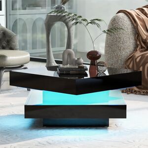 Ivy Bronx Square High Gloss Coffee Table With Rotating Top Black 36cm H X 70cm W X 70cm D Ivy Bronx Square High Gloss Coffee Table With Rotating Top Black 36cm H X 70cm W X 70cm D