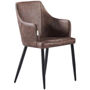 Rio Lehmann Faux Leather Dining Chair - Ergonomic Back with Strong Metal Legs Dark Brown 87cm H X 58cm W X 59.5cm D Rio Lehmann Faux Leather Dining Chair - Ergonomic Back with Strong Metal Legs Dark Brown 87cm H X 58cm W X 59.5cm D