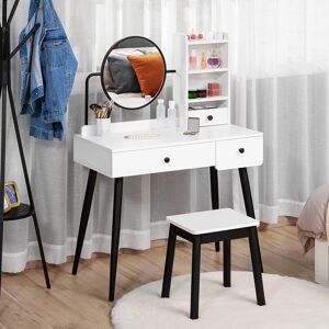 Zipcode Design Garside Dressing Table Set with Mirror and Stool White 125.5cm H X 90cm W X 45cm D Zipcode Design Garside Dressing Table Set with Mirror and Stool White 125.5cm H X 90cm W X 45cm D