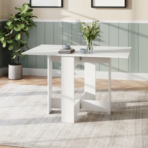 Metro Foldable Wooden Drop Leaf Dining Table White 73 cm H x 120 cm W x 76 cm D Metro Foldable Wooden Drop Leaf Dining Table White 73 cm H x 120 cm W x 76 cm D