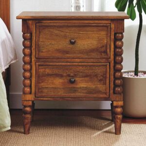 Ophelia & Co. Spindle Leg Amber Oak Nightstand Brown 60cm H X 55cm W X 40cm D Ophelia & Co. Spindle Leg Amber Oak Nightstand Brown 60cm H X 55cm W X 40cm D