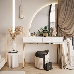 Ivy Bronx Dalshawn Quinnie Dressing Table with LED Mirror White/White 81cm H X 100cm W X 42cm D Ivy Bronx Dalshawn Quinnie Dressing Table with LED Mirror White/White 81cm H X 100cm W X 42cm D