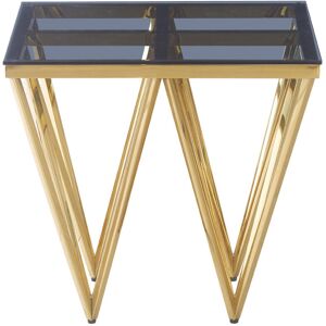 Canora Grey Sofa Side Table for Living Room Furniture, Metal Stainless Steel End Table with Smoke Glass Top Gold 52cm H X 55cm W X 55cm D Canora Grey Sofa Side Table for Living Room Furniture, Metal Stainless Steel End Table with Smoke Glass Top Gold 52cm H X 55cm W X 55cm D