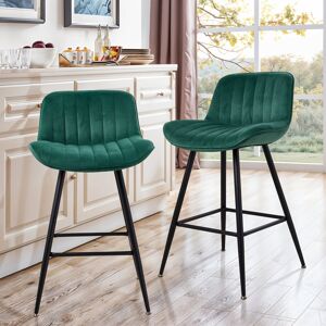 Corrigan Studio 2pcs Soft Green Flannel Upholstered Bar Stools Dining Chairs Green 86cm H X 45cm W X 46cm D Corrigan Studio 2pcs Soft Green Flannel Upholstered Bar Stools Dining Chairs Green 86cm H X 45cm W X 46cm D