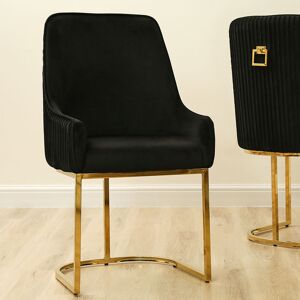 Fairmont Park Upholstered Velvet Arm Dining Chair With Metal Base, Modern Accent Occasional Armchair Gold/Black 99cm H X 55.5cm W X 58cm D Fairmont Park Upholstered Velvet Arm Dining Chair With Metal Base, Modern Accent Occasional Armchair Gold/Black 99cm H X 55.5cm W X 58cm D