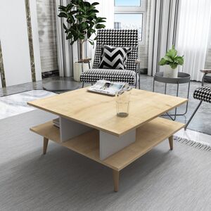 Blue Elephant Akya Coffee Table with Storage Sapphire Oak/White 44cm H X 89cm W X 89cm D Blue Elephant Akya Coffee Table with Storage Sapphire Oak/White 44cm H X 89cm W X 89cm D