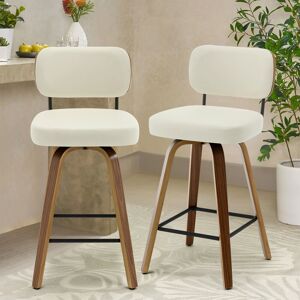 Corrigan Studio 65cm Swivel Bar Stools & Counter Stools Walnut Bentwood & Faux Leather White 93.5cm H X 45cm W X 49.5cm D Corrigan Studio 65cm Swivel Bar Stools & Counter Stools Walnut Bentwood & Faux Leather White 93.5cm H X 45cm W X 49.5cm D