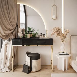 Ivy Bronx Darlita Quinnie Dressing Table with LED Mirror Black 81cm H X 100cm W X 42cm D Ivy Bronx Darlita Quinnie Dressing Table with LED Mirror Black 81cm H X 100cm W X 42cm D