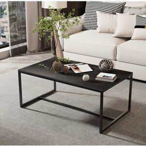 Ivy Bronx Marble Coffee Table Rectangle Sintered Stone Top Side End Table With Metal Frame Black 41.2cm H X 100cm W X 60cm D Ivy Bronx Marble Coffee Table Rectangle Sintered Stone Top Side End Table With Metal Frame Black 41.2cm H X 100cm W X 60cm D