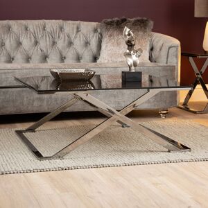 Canora Grey Ayaa 100cm Wide Metal Coffee Table for Living Room Furniture, Modern Glass Top Centre Table Silver/Black 45cm H X 100cm W X 100cm D Canora Grey Ayaa 100cm Wide Metal Coffee Table for Living Room Furniture, Modern Glass Top Centre Table Silver/Black 45cm H X 100cm W X 100cm D