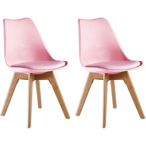 Latitude Run Thomasin Modern Scandinavian Minimalist Dining Chairs with Faux Leather Cushions and Solid Wood Legs - Side Chair for Dining Room Kitchen Office Light Pink 83cm H X 48cm W X 60cm D Latitude Run Thomasin Modern Scandinavian Minimalist Dining Chairs with Faux Leather Cushions and Solid Wood Legs - Side Chair for Dining Room Kitchen Office Light Pink 83cm H X 48cm W X 60cm D