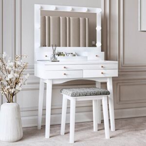 Canora Grey Selinger Dressing Table with Mirror White 139cm H X 80cm W X 40cm D Canora Grey Selinger Dressing Table with Mirror White 139cm H X 80cm W X 40cm D