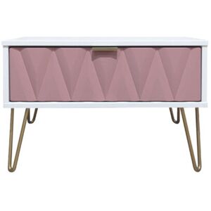 Canora Grey Fully Assembled Diamond - Gold Hairpin (F) 1 Drawer Side Table Kobe Pink / White 41cm H X 57.5cm W X 39.5cm D Canora Grey Fully Assembled Diamond - Gold Hairpin (F) 1 Drawer Side Table Kobe Pink / White 41cm H X 57.5cm W X 39.5cm D