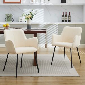 George Oliver Lovetro Modern Boucle Fabric Dining Chairs with Curved Back and Steel Legs Teddy Beige 79.2cm H X 57.9cm W X 58.9cm D George Oliver Lovetro Modern Boucle Fabric Dining Chairs with Curved Back and Steel Legs Teddy Beige 79.2cm H X 57.9cm W X 58.9cm D