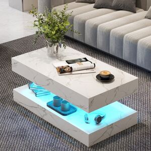 Metro 95cm*50cm White High Gloss Coffee Table, Rectangular Marble Wood Coffee Table With 24 Colors Led Light For Living Room White 40cm H X 95cm W X 50cm D Metro 95cm*50cm White High Gloss Coffee Table, Rectangular Marble Wood Coffee Table With 24 Colors Led Light For Living Room White 40cm H X 95cm W X 50cm D