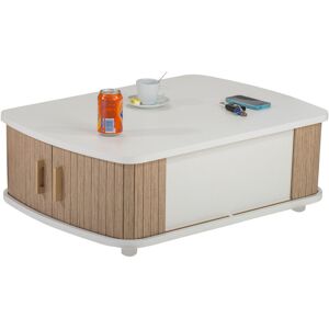 Symple Stuff Coffee Table with Storage Oak/White 28.1cm H X 80.4cm W X 57cm D Symple Stuff Coffee Table with Storage Oak/White 28.1cm H X 80.4cm W X 57cm D