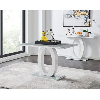 Canora Grey Scottsmoor Halo Rectangular Dining Table High Gloss - Modern Statement Design Grey H76 x L70 x W120cm Canora Grey Scottsmoor Halo Rectangular Dining Table High Gloss - Modern Statement Design Grey H76 x L70 x W120cm