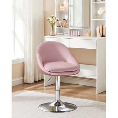Metro Adjustable Dressing Chair, Office Chair, Swivel Stool With Backrest, Steel, For Counter, Home Office, Dressing Table, Dining Room, Silver Grey Jelly Pink Velvet Metro Adjustable Dressing Chair, Office Chair, Swivel Stool With Backrest, Steel, For Counter, Home Office, Dressing Table, Dining Room, Silver Grey Jelly Pink Velvet