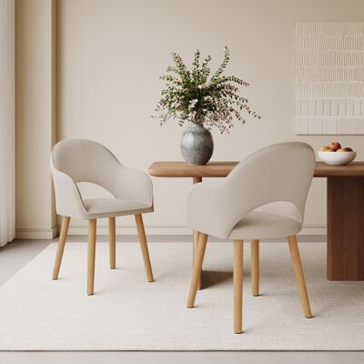 Canora Grey 49.5cm H Luxury Fabric Upholstered Dining Chair with Wooden Legs Beige Linen/Natural 85cm H X 58cm W X 61cm D Canora Grey 49.5cm H Luxury Fabric Upholstered Dining Chair with Wooden Legs Beige Linen/Natural 85cm H X 58cm W X 61cm D