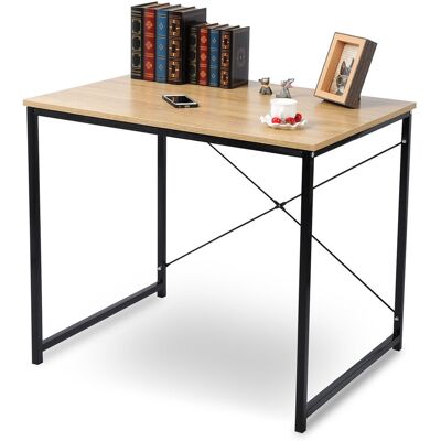 Happy Larry Akron Desk Black/Light Oak 70cm H x 80cm W x 60cm D Happy Larry Akron Desk Black/Light Oak 70cm H x 80cm W x 60cm D