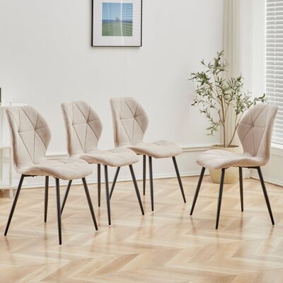 Corrigan Studio Set Of 4 Chairs - Vintage Dining Chair - Metal Legs Beige 86cm H X 48cm W X 47.5cm D Corrigan Studio Set Of 4 Chairs - Vintage Dining Chair - Metal Legs Beige 86cm H X 48cm W X 47.5cm D