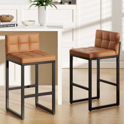 Borough Wharf Sturdy Modern Low-Back Counter Height Bar Stools with Metal Frame and Faux Leather Upholstery Yellow 37.3cm H X 44cm W X 44.2cm D Borough Wharf Sturdy Modern Low-Back Counter Height Bar Stools with Metal Frame and Faux Leather Upholstery Yellow 37.3cm H X 44cm W X 44.2cm D
