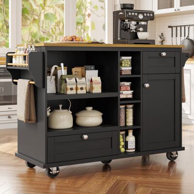 Lark Manor Asberry Wood Kitchen Island Black 92cm H X 129cm W X 46cm D Lark Manor Asberry Wood Kitchen Island Black 92cm H X 129cm W X 46cm D