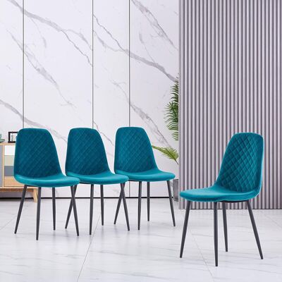 George Oliver Kaylani Modern Upholstered Dining Chair Dark Teal Velvet/Black 84.5cm H X 44cm W X 40cm D George Oliver Kaylani Modern Upholstered Dining Chair Dark Teal Velvet/Black 84.5cm H X 44cm W X 40cm D