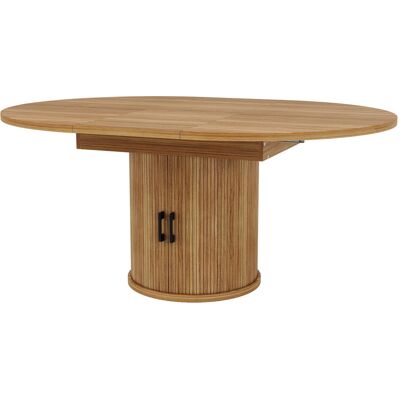 George Oliver Extendable Round Dining Table Walnut Brown Wood George Oliver Extendable Round Dining Table Walnut Brown Wood