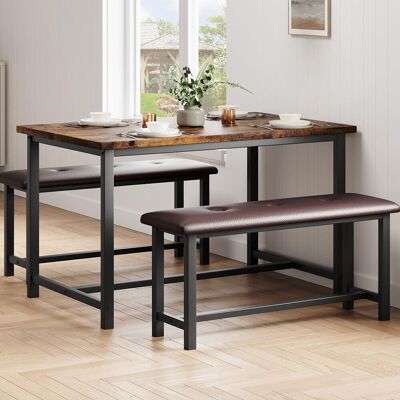 Inbox Zero Dining Table with 2 Benches, Kitchen Table with 2 Upholstered Benches Rectangular Space Saving for Apartment, Dining Room, Kitchen, 44.5 Inches Large, Brown Inbox Zero Dining Table with 2 Benches, Kitchen Table with 2 Upholstered Benches Rectangular Space Saving for Apartment, Dining Room, Kitchen, 44.5 Inches Large, Brown