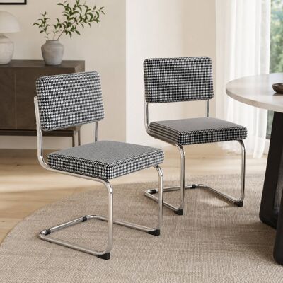 Inbox Zero 48.7cm H Houndstooth Office Chair in Black Stainless Steel 85cm H X 45.5cm W X 54.9cm D Inbox Zero 48.7cm H Houndstooth Office Chair in Black Stainless Steel 85cm H X 45.5cm W X 54.9cm D