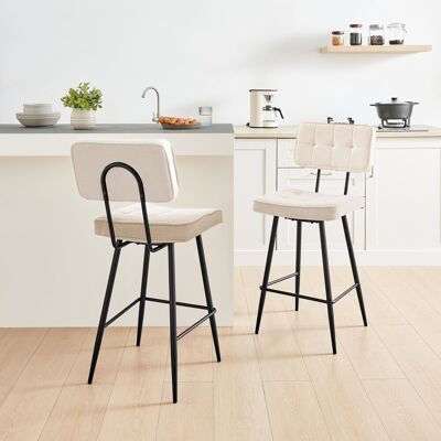 George Oliver Adaline Breakfast Bar Stool - Luxury Fabric Upholstered Mid Century Design Cream 115cm H X 54cm W X 44.5cm D George Oliver Adaline Breakfast Bar Stool - Luxury Fabric Upholstered Mid Century Design Cream 115cm H X 54cm W X 44.5cm D