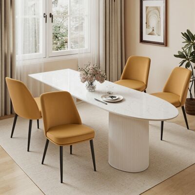 Canora Grey 49Cm H Velvet Dining Chairs Side Chairs With Upholstered Metal Legs (Set Of 6) Yellow 86.5cm H X 47.5cm W X 60cm D Canora Grey 49Cm H Velvet Dining Chairs Side Chairs With Upholstered Metal Legs (Set Of 6) Yellow 86.5cm H X 47.5cm W X 60cm D