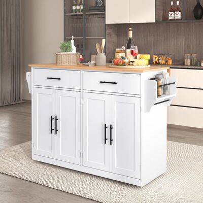 Cozyswan Kitchen Island Cart on Wheels with Drop-Leaf Tabletop for Dining & Living Room White 91.5cm H X 120cm W X 71cm D Cozyswan Kitchen Island Cart on Wheels with Drop-Leaf Tabletop for Dining & Living Room White 91.5cm H X 120cm W X 71cm D