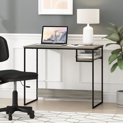 Inbox Zero H-Shape Desk French Oak Grey Inbox Zero H-Shape Desk French Oak Grey