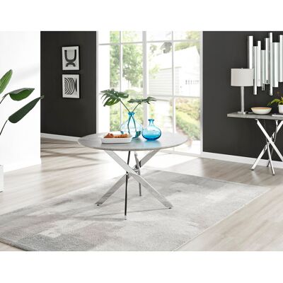 Canora Grey Eubanks Luxury Metal and Concrete Effect Round Dining Table - Modern Statement Design Black 75 x 100 x 100cm Canora Grey Eubanks Luxury Metal and Concrete Effect Round Dining Table - Modern Statement Design Black 75 x 100 x 100cm