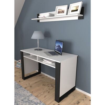 17 Stories Nouran 120Cm W Rectangle Writing Desk White/Black 75cm H X 120cm W X 55cm D 17 Stories Nouran 120Cm W Rectangle Writing Desk White/Black 75cm H X 120cm W X 55cm D