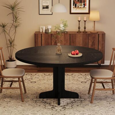 George Oliver 47 Inch Round Dining Table, Wood Kitchen Table, Dinning Room Tables for 4-6 People, Dinner Table with Wooden Tabletop and Legs for Dining Room Living Black George Oliver 47 Inch Round Dining Table, Wood Kitchen Table, Dinning Room Tables for 4-6 People, Dinner Table with Wooden Tabletop and Legs for Dining Room Living Black