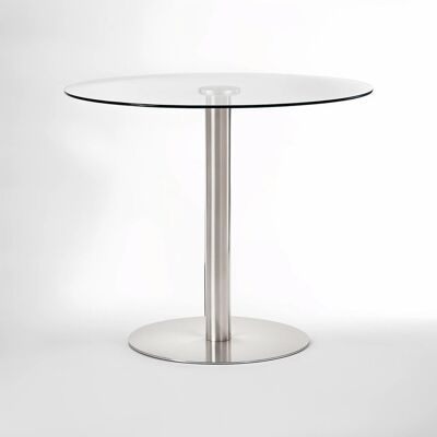 Metropolitan Round Glass and Silver Finish Dining Table Silver Metropolitan Round Glass and Silver Finish Dining Table Silver
