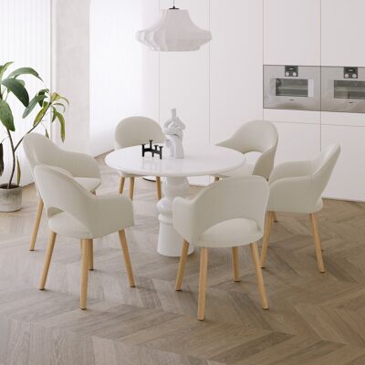 Ebern Designs 49.5cm H Modern Solid Wood Legs Upholstered Dining Chair with Arm Beige Corduroy/Natural 85cm H X 58cm W X 61cm D Ebern Designs 49.5cm H Modern Solid Wood Legs Upholstered Dining Chair with Arm Beige Corduroy/Natural 85cm H X 58cm W X 61cm D