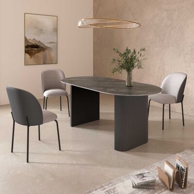 Ivy Bronx Aleycia 180cm Oval Gloss Grey Ceramic Dining Table Grey Ivy Bronx Aleycia 180cm Oval Gloss Grey Ceramic Dining Table Grey