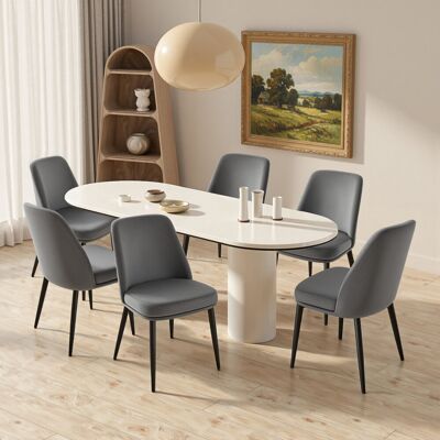 Canora Grey 49Cm H Velvet Dining Chairs Side Chairs With Upholstered Metal Legs (Set Of 6) Grey 86.5cm H X 47.5cm W X 60cm D Canora Grey 49Cm H Velvet Dining Chairs Side Chairs With Upholstered Metal Legs (Set Of 6) Grey 86.5cm H X 47.5cm W X 60cm D