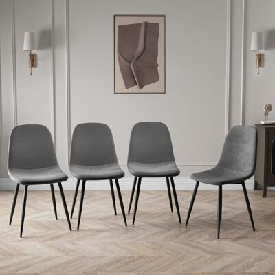 George Oliver Psomas Velvet Metal Side Chair Grey 85cm H X 43cm W X 40cm D George Oliver Psomas Velvet Metal Side Chair Grey 85cm H X 43cm W X 40cm D