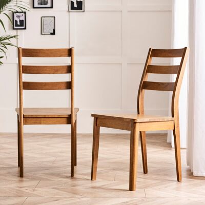 George Oliver Drea Solid Wood Dining Chair - Traditional Rustic Farmhouse Kitchen Style Walnut 90cm H X 48cm W X 50cm D George Oliver Drea Solid Wood Dining Chair - Traditional Rustic Farmhouse Kitchen Style Walnut 90cm H X 48cm W X 50cm D