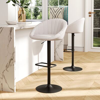 17 Stories Neveyah Swivel Adjustable Height Upholstered Bar Stool Dining Chair Beige 55cm W X 44cm D 17 Stories Neveyah Swivel Adjustable Height Upholstered Bar Stool Dining Chair Beige 55cm W X 44cm D