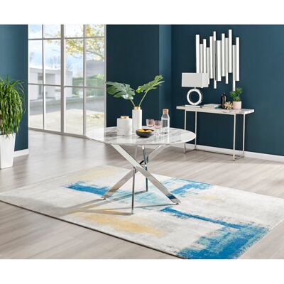 Canora Grey Eubanks Luxury Metal and Marble Effect Round Dining Table - Modern Statement Design Silver 75 x 120 x 120cm,Gold Canora Grey Eubanks Luxury Metal and Marble Effect Round Dining Table - Modern Statement Design Silver 75 x 120 x 120cm,Gold