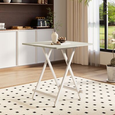 17 Stories Folding White dining table White 74cm H x 80cm L x 80cm W 17 Stories Folding White dining table White 74cm H x 80cm L x 80cm W