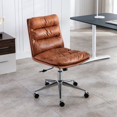 Ivy Bronx Faux leather office chair without armrests, brown Brown 60cm W X 60cm D Ivy Bronx Faux leather office chair without armrests, brown Brown 60cm W X 60cm D
