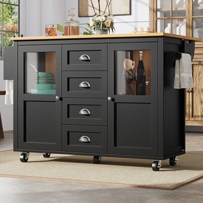 Lark Manor Wood Kitchen Island Black 93cm H X 138cm W X 73cm D Lark Manor Wood Kitchen Island Black 93cm H X 138cm W X 73cm D