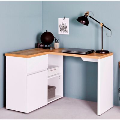 Latitude Run Hollice L-Shape Desk Brown/White 76.2cm H X 117cm W X 90cm D Latitude Run Hollice L-Shape Desk Brown/White 76.2cm H X 117cm W X 90cm D